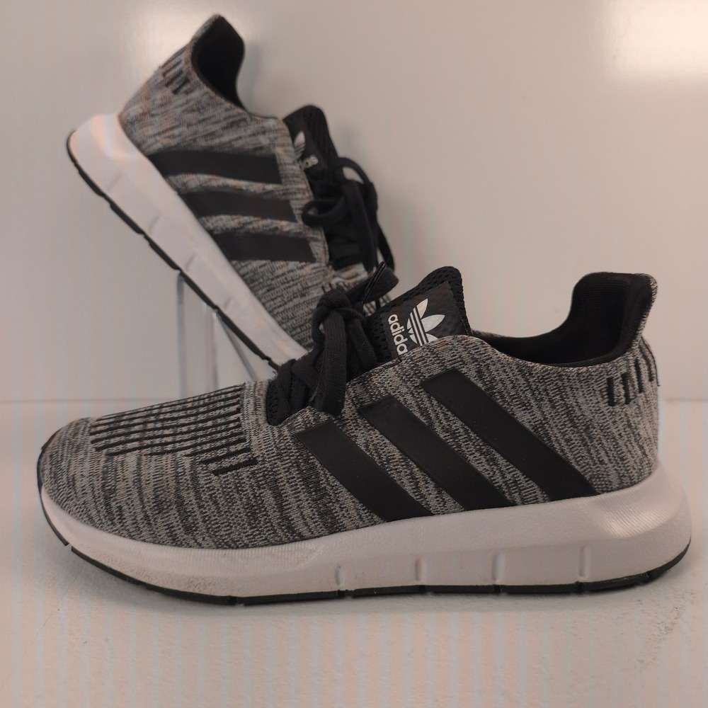 Adidas Swift Run J Kids Sneakers Grey Black White Knit Running Shoes CQ2711